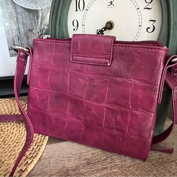 Nine West Burgundy Crocodile Crossbody Bag - Picture 4 of 9